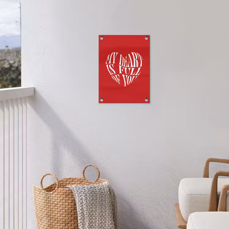 Rood - Hart- Tekst - Valentijn tuinposter los doek klein -sfeer8