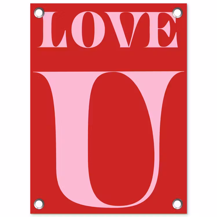 Rood - Love - Valentijn - Roze tuinposter los doek klein -3d