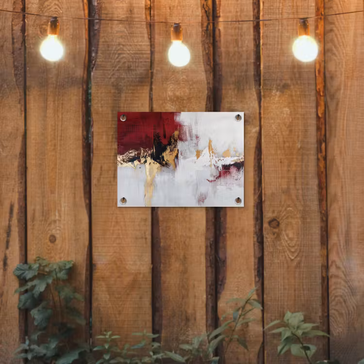 Rood - Marmer - Abstract - Goud - Modern tuinposter los doek klein -sfeer1