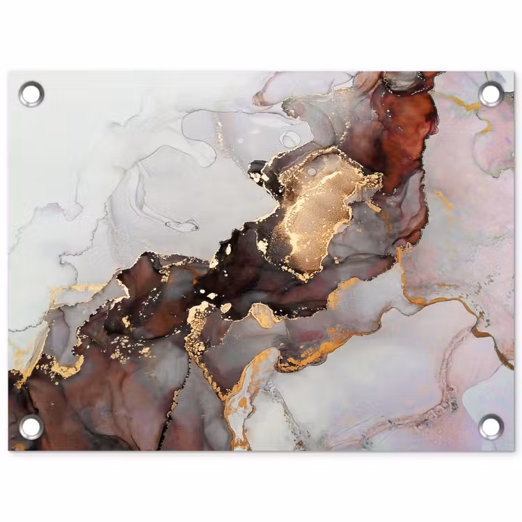 Rood - Marmer - Goud tuinposter los doek klein -3d