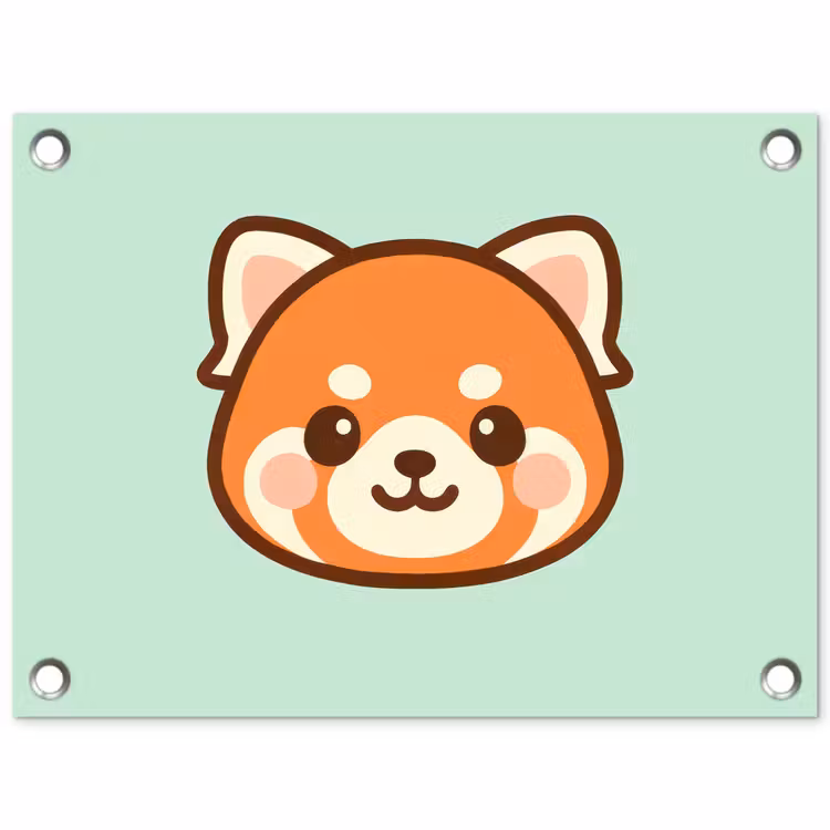 Rode panda - Groen - Cartoon tuinposter los doek klein -3d