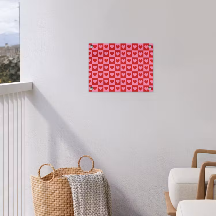 Rood - Roze - Schaakbord - Valentijn tuinposter los doek klein -sfeer8
