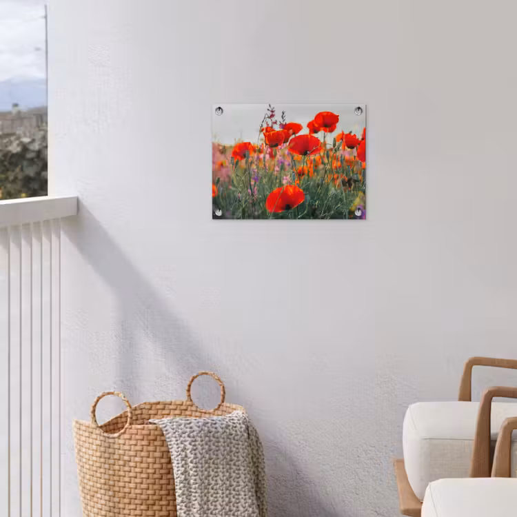Rode klaprozen in de avondzon tuinposter los doek klein -sfeer8