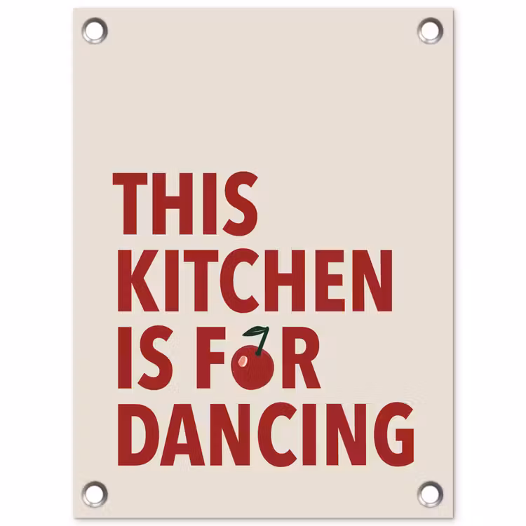 Rood - Quote - Kersen tuinposter los doek klein -3d