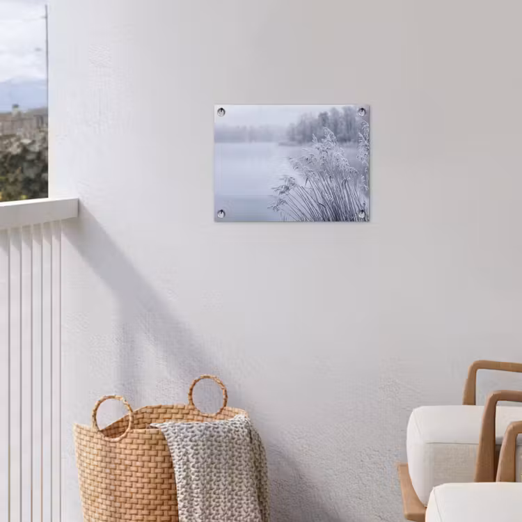 Riet - Bevroren - Winter - Natuur tuinposter los doek klein -sfeer8