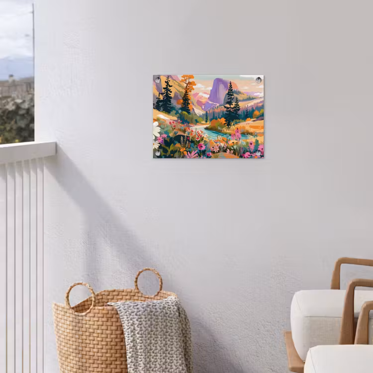 Rivier - Vallei vol bloemen - Levendig tuinposter los doek klein -sfeer8