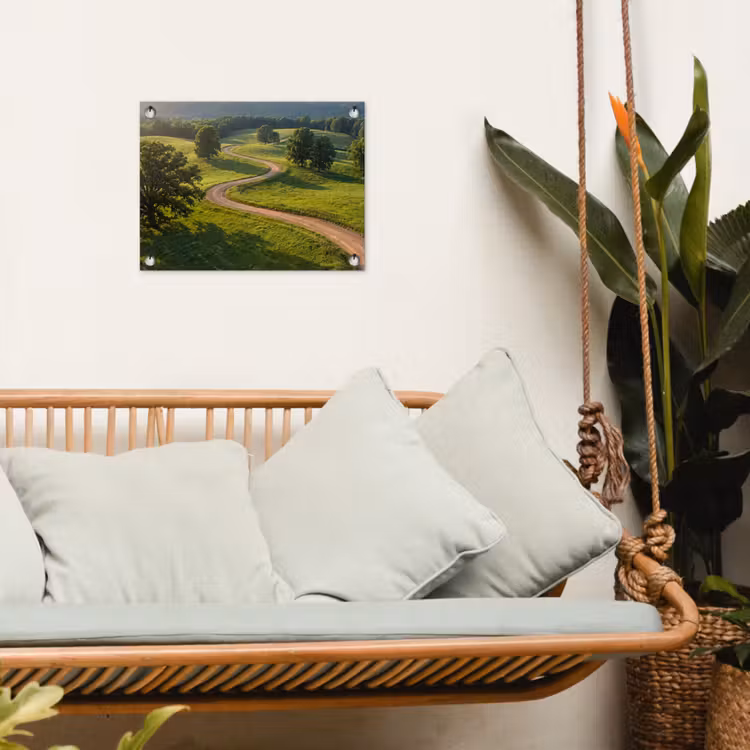 Weg - Weide - Natuur - Groen tuinposter los doek klein -sfeer7