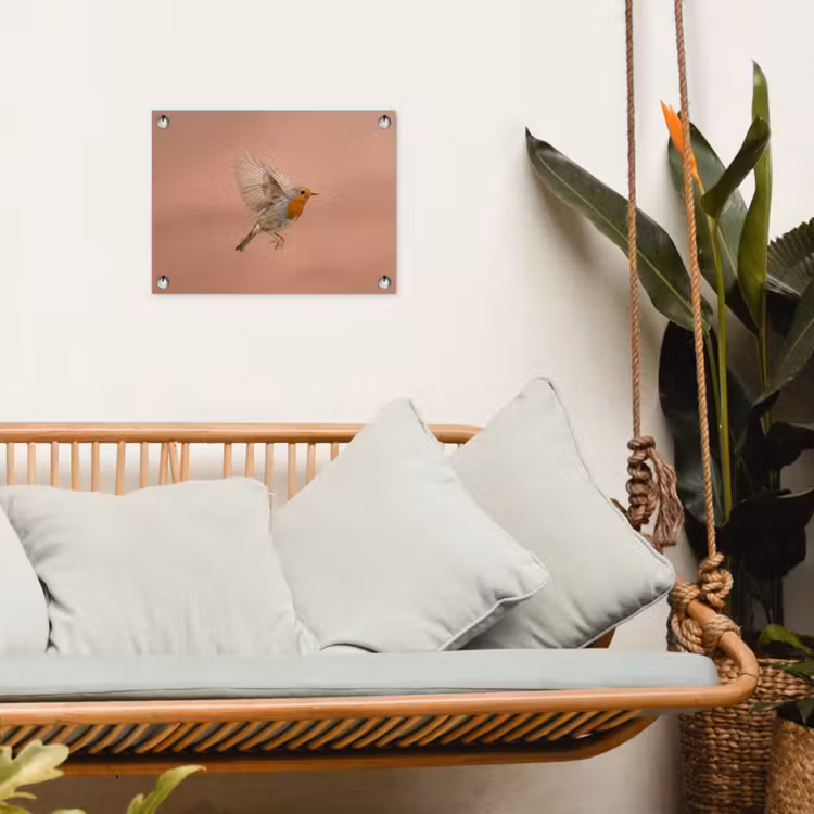 Roodborst - Natuur - Roze tuinposter los doek klein -sfeer7