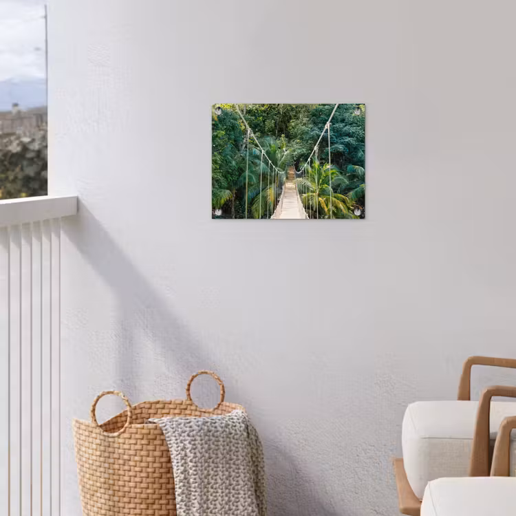 Touwbrug in het Tropisch Woud tuinposter los doek klein -sfeer8