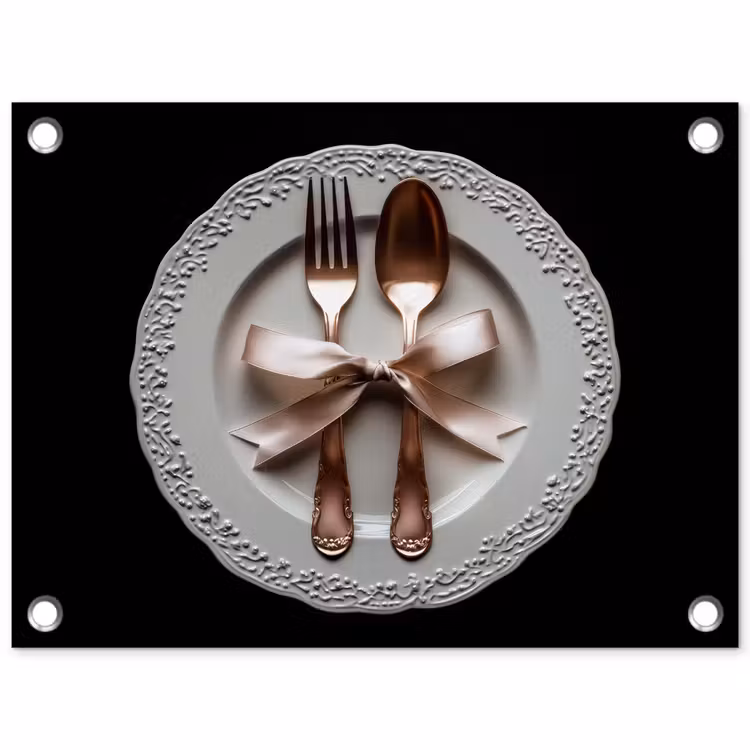 Rose - Strik - Bestek tuinposter los doek klein -3d