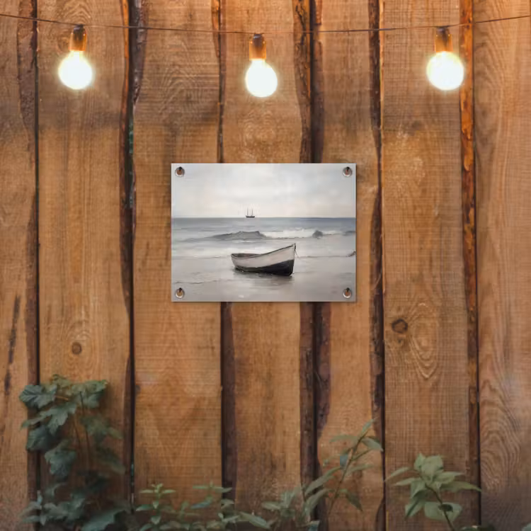Roeiboot - Zee - Horizon tuinposter los doek klein -sfeer1