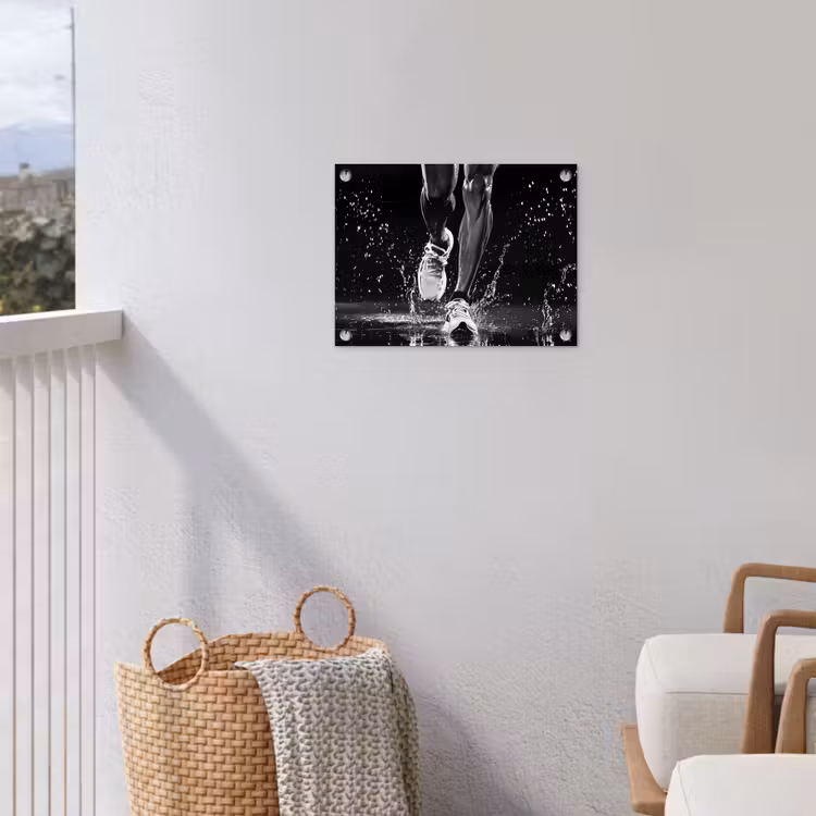 Hardloopschoenen - Rennen - Druppels - Zwart tuinposter los doek klein -sfeer8
