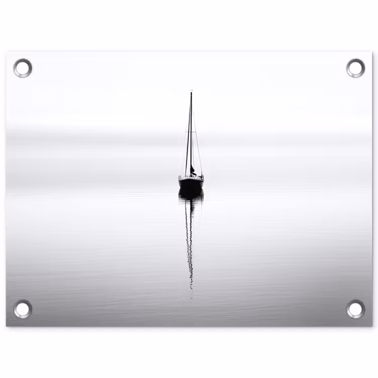 Zeilboot - Zwart - Water - Silhouet tuinposter los doek klein -3d