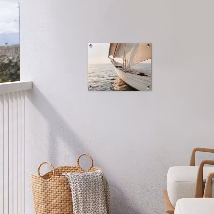 Zeilboot - Zee - Beige - Zon tuinposter los doek klein -sfeer8