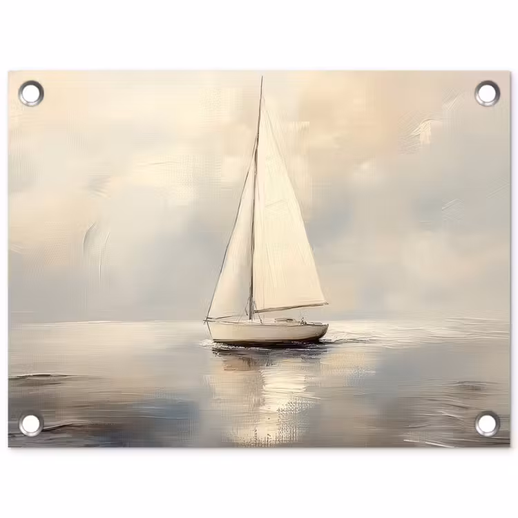 Zeilschip - Zee - Bewolkt tuinposter los doek klein -3d