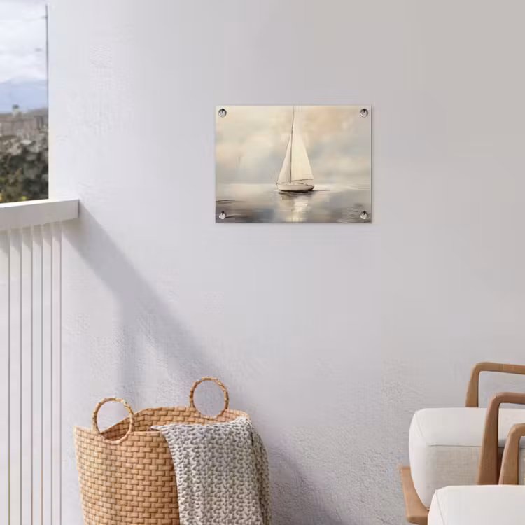Zeilschip - Zee - Bewolkt tuinposter los doek klein -sfeer8