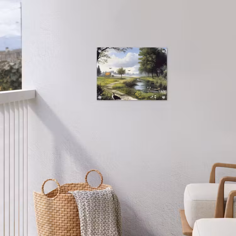 Zandpad - Groen landschap - Water tuinposter los doek klein -sfeer8