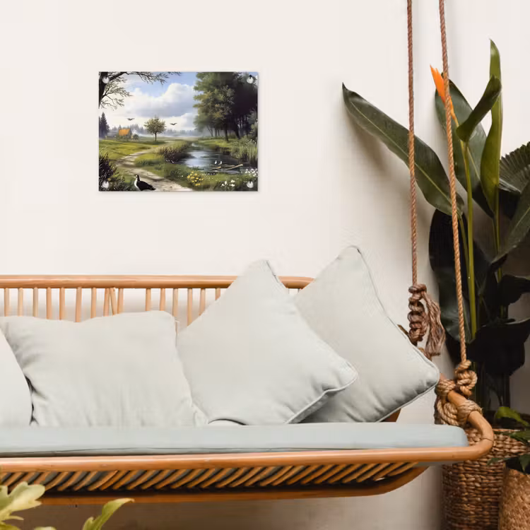 Zandpad - Groen landschap - Water tuinposter los doek klein -sfeer7