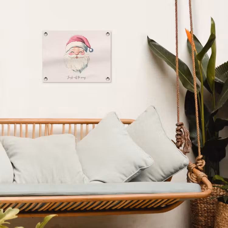 Kerstman - Kerst - Quote - Beige tuinposter los doek klein -sfeer7