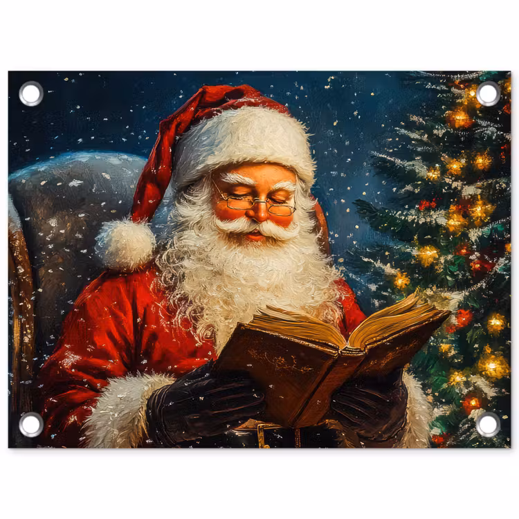 Kerstman - Kerst - Winter - Kerstboom tuinposter los doek klein -3d