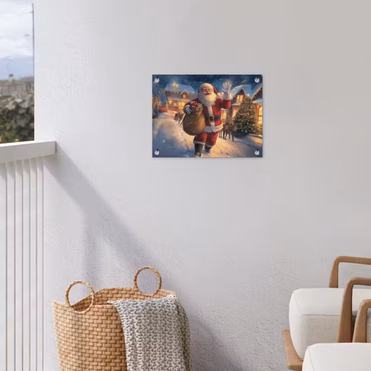 Kerstman - Dorp - Hert - Donker tuinposter los doek klein -sfeer8