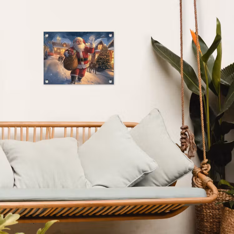 Kerstman - Dorp - Hert - Donker tuinposter los doek klein -sfeer7