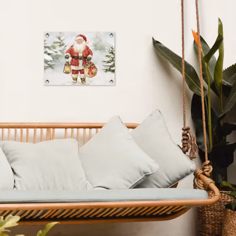 Kerstman- Winter - Sneeuw - Wit - Rood tuinposter los doek klein -sfeer7