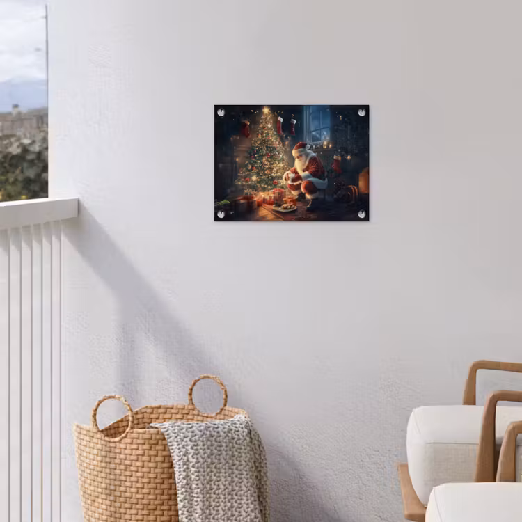 Kerstman - Haard - Donker tuinposter los doek klein -sfeer8