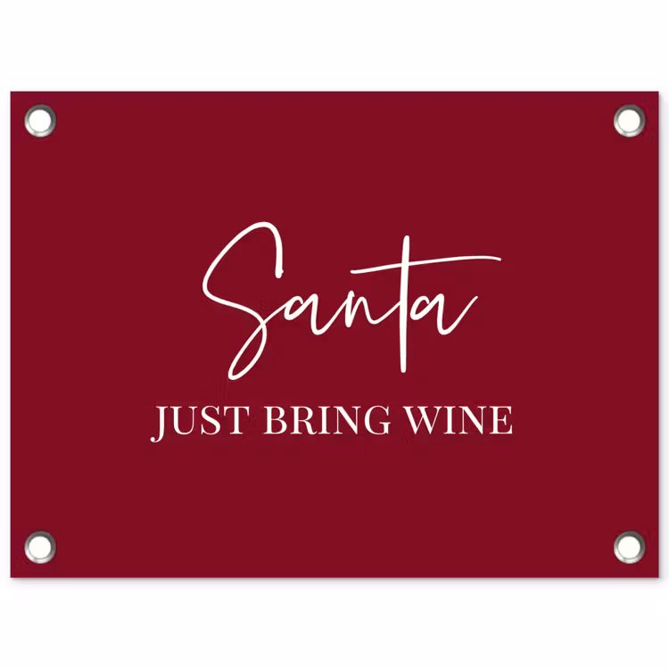 Santa - Wine - Rood - Kerst - Kerstman tuinposter los doek klein -3d