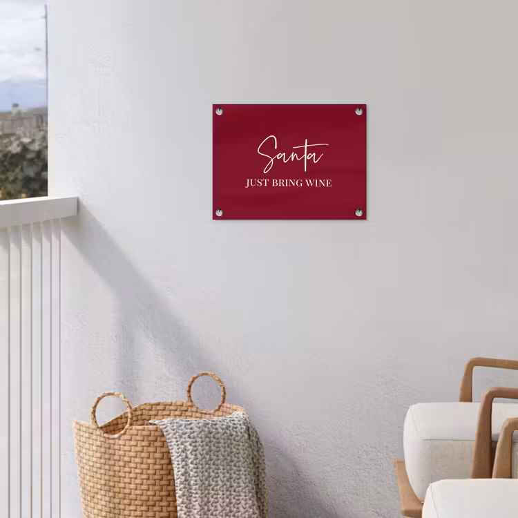 Santa - Wine - Rood - Kerst - Kerstman tuinposter los doek klein -sfeer8