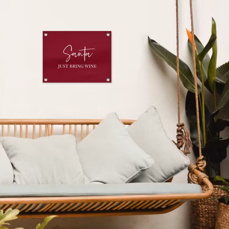 Santa - Wine - Rood - Kerst - Kerstman tuinposter los doek klein -sfeer7