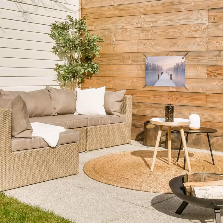 Steiger - Meer - Mist - Winter - Serene tuinposter los doek klein -sfeer4