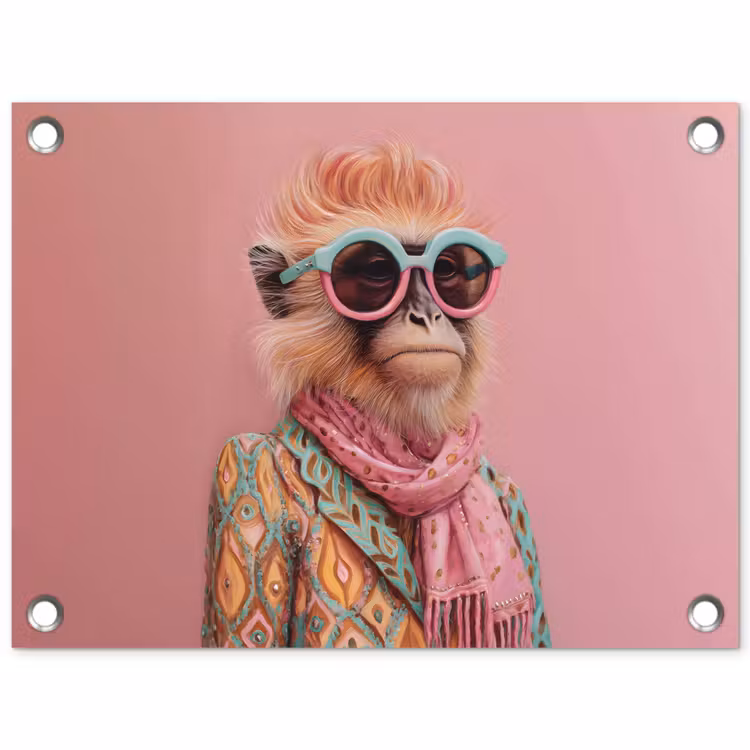 Sjaal - Aap - Zonnebril - Jasje tuinposter los doek klein -3d