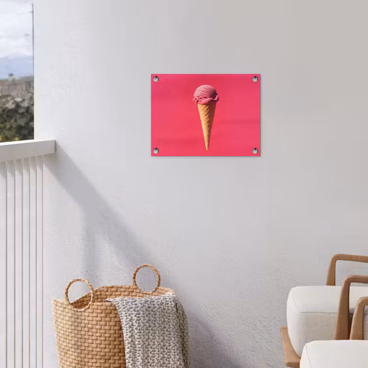 Schepijs - Roze - Hoorntje tuinposter los doek klein -sfeer8