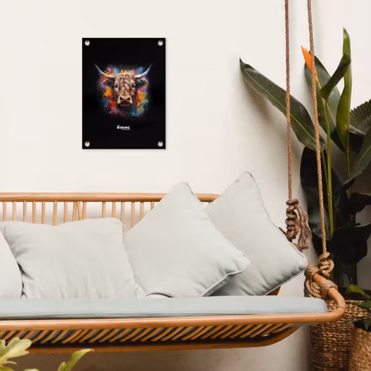 Schotse hooglander als graffiti art tuinposter los doek klein -sfeer7