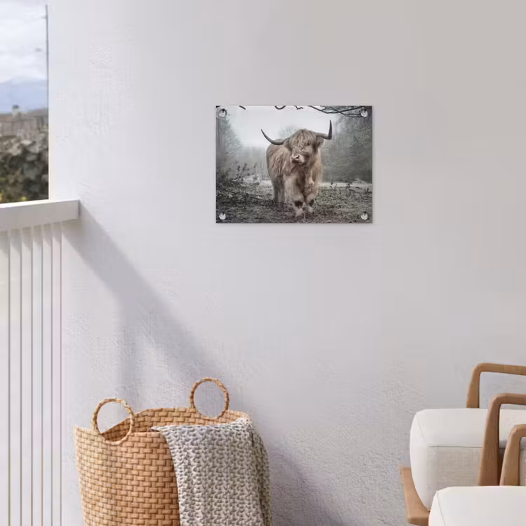 Schotse Hooglander - Bos - Mist - Koe - Dieren - Natuur tuinposter los doek klein -sfeer8