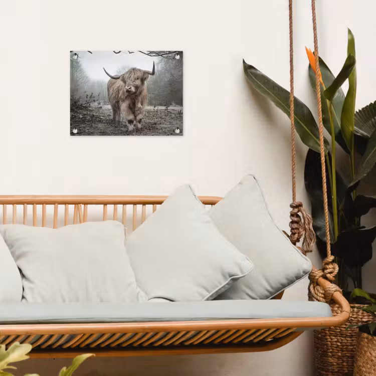 Schotse Hooglander - Bos - Mist - Koe - Dieren - Natuur tuinposter los doek klein -sfeer7