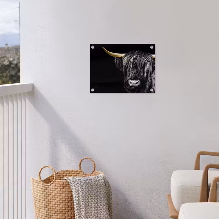 Schotse hooglander - Goud - Vacht - Dieren - Koe tuinposter los doek klein -sfeer8