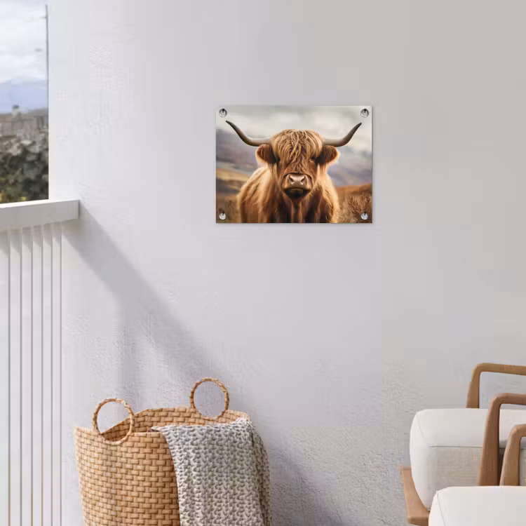 Schotse hooglander - Landschap - Dier tuinposter los doek klein -sfeer8
