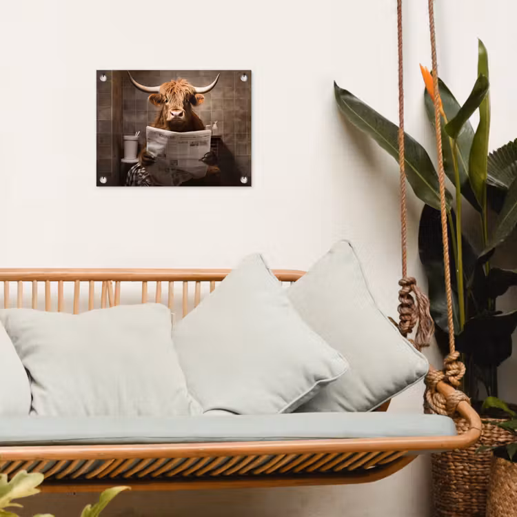 Schotse hooglander - Krant - Toilet tuinposter los doek klein -sfeer7