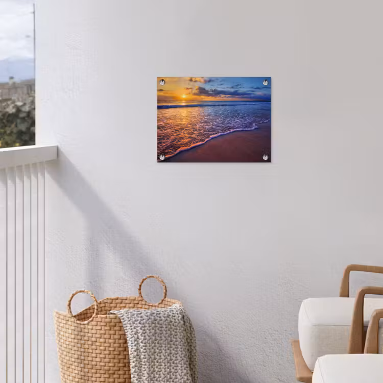 Zee - Strand - Zonsondergang - Wolken - Horizon tuinposter los doek klein -sfeer8
