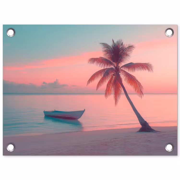 Zee - Boot - Zonsondergang tuinposter los doek klein -3d