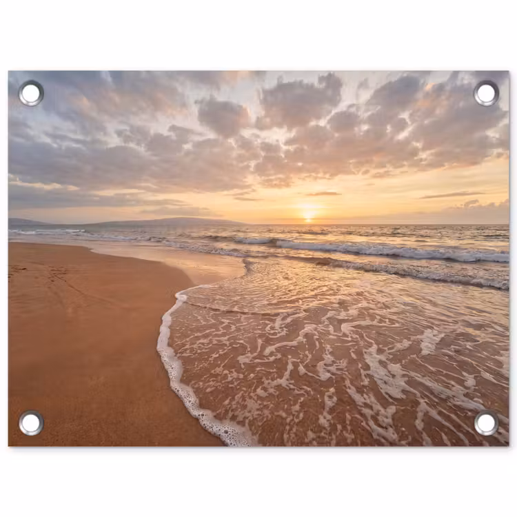 Zee - Kustlijn - Wolken - Landschap - Oranje tuinposter los doek klein -3d