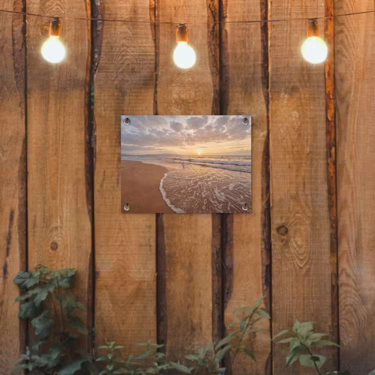 Zee - Kustlijn - Wolken - Landschap - Oranje tuinposter los doek klein -sfeer1