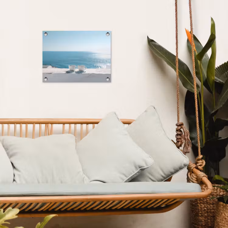 Zee - Koffiekopjes - Zomers tuinposter los doek klein -sfeer7