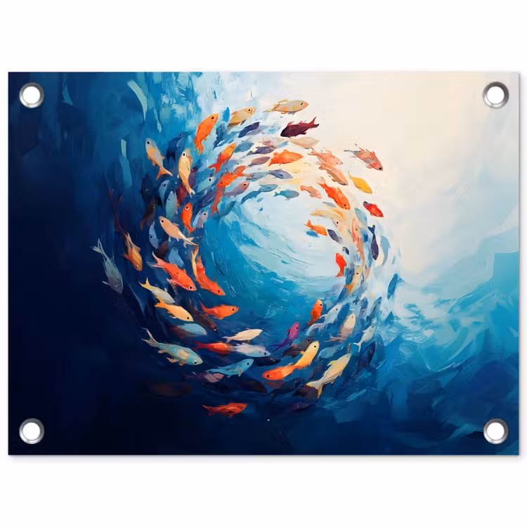 Zee - Vissen - Kleurrijk - Dynamisch tuinposter los doek klein -3d