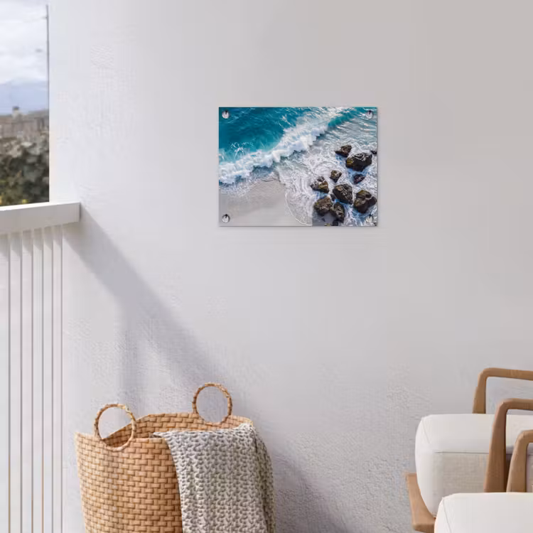Zee - Golf - Strand - Natuur - Blauw tuinposter los doek klein -sfeer8