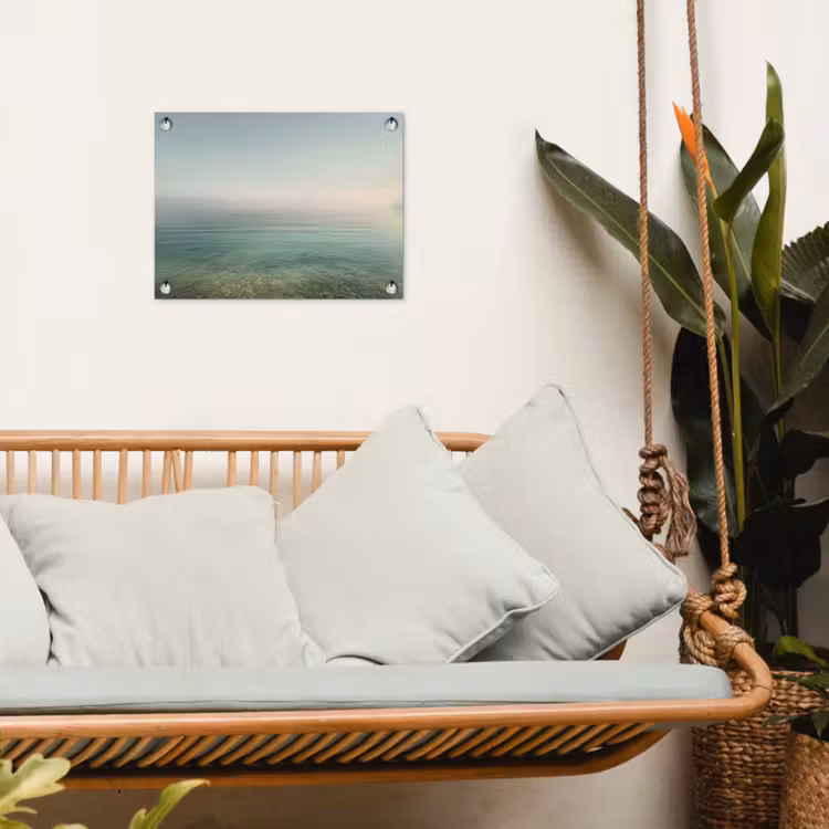 Zee - Horizon - Blauw - Mist tuinposter los doek klein -sfeer7