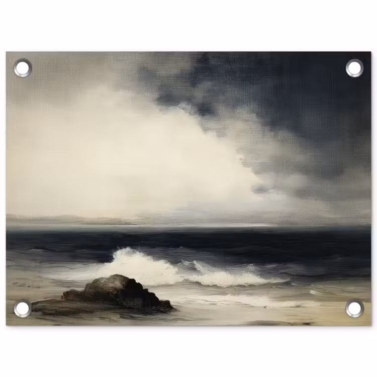 Zee - Rotsen - Storm tuinposter los doek klein -3d