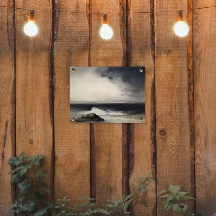 Zee - Rotsen - Storm tuinposter los doek klein -sfeer1
